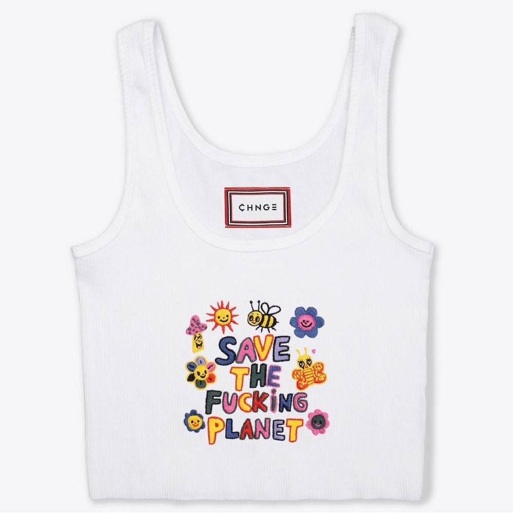 SAVE THE PLANET ZERO WASTE RIBBED TANK.